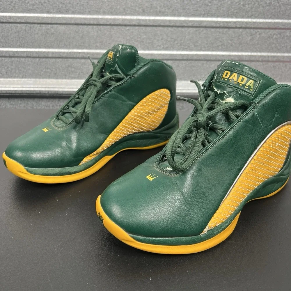 Vintage Y2K Dada Supreme Sneakers Green And Gold Size 7 Basketball Shoes
